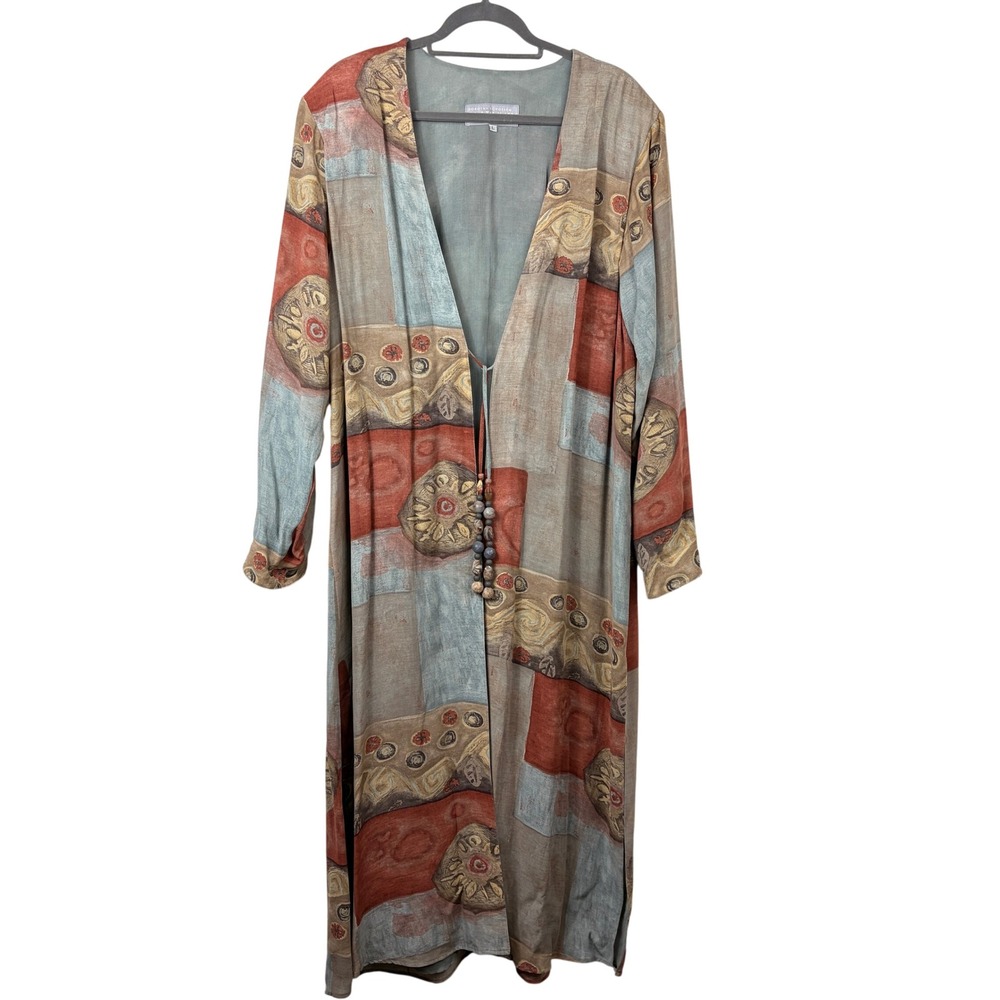Dorothy Schoelen‎ Platinum Duster Kimono Top Sz Large Lagenlook Linen Artsy